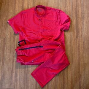 Men’s red scrubs